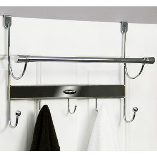 Samsonite Chrome/ Onyx 5 hook Over The Door Hanger And Towel Bar