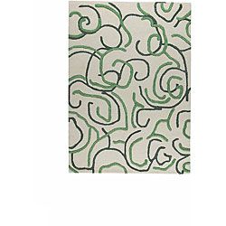 Hand tufted Busy Green Wool Rug (83 X 116)