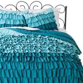 Xhilaration Ruffle Comforter Set   Turquoise (Full/Queen)