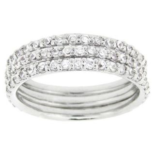 Sterling Silver Cubic Zirconium Stackable Eternity Ring Set   Silver (6)