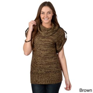 Journee Collection Journee Collection Juniors Short sleeve Cowl Necktunic Sweater Brown Size S (4  6)