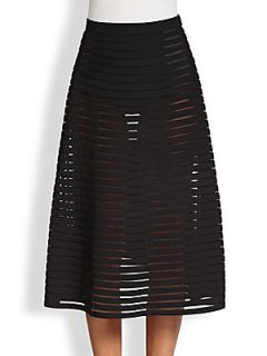 Cynthia Rowley Paneled Midi Skirt   Black