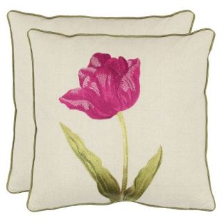 Safavieh 2 Pack Embroidered Tulip Toss Pillows (18x18)