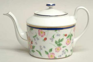 Tiffany American Garden (France) Teapot & Lid, Fine China Dinnerware   France,Bl