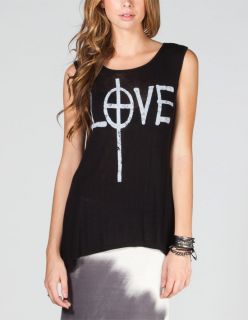 Love Womens Hi Low Muscle Tank Black In Sizes X Large, Small, X Small, M