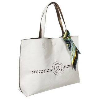 Merona Tote Handbag with Accent Scarf   White