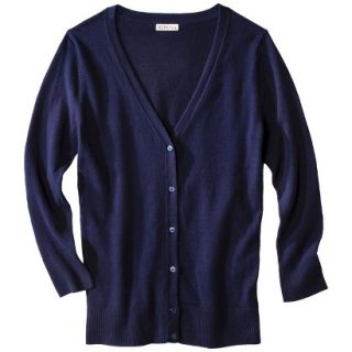 Merona Petites 3/4 Sleeve V Neck Cardigan Sweater   Navy SP