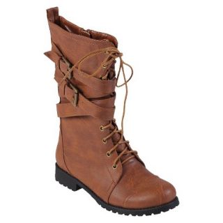 Womens Journee Collection Wrap Buckle Detail Combat Boots   Camel 8