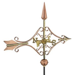 Good Directions Victorian Arrow Garden Weathervane   Polished Copper w/Roof