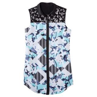 Peter Pilotto for Target Shirt Dress  Light Blue Floral/Check Print L