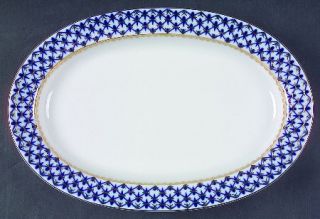 Lomonosov Cobalt Net 11 Oval Serving Platter, Fine China Dinnerware   Cobalt Bl