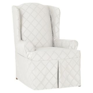 Sure Fit Durham Wing Chair Slipcover   White
