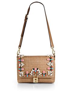 Dolce & Gabbana Embellished Straw Shoulder Bag   Natural