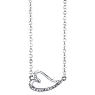 Womens Sideways Heart with Diamond Accent   Silver