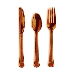 Chocolate Brown Forks, Knives and Spoons (8 each)