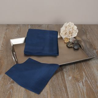 Saro Mens Navy Blue Satin Handkerchiefs (set Of 12)