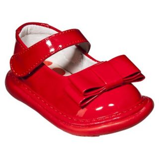 Little Girls Wee Squeak Triple Bow Patent Shoe   Red 9