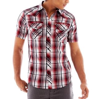 Chalc Plaid Woven Shirt, Red, Mens