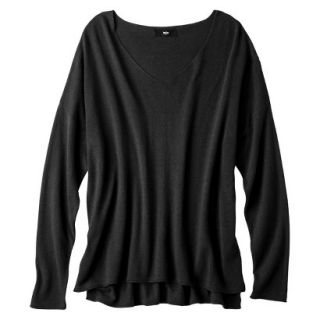 Mossimo Womens Plus Size V Neck Pullover Sweater   Black 2