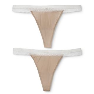 Gilligan & OMalley Womens 2 Pack Micro Lace Thong   Mochaccino XS