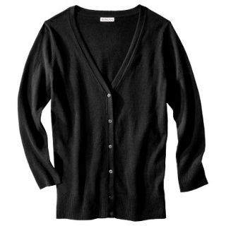 Merona Petites 3/4 Sleeve V Neck Cardigan Sweater   Black LP