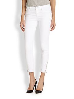 J Brand Tali Zip Detailed Skinny Ankle Jeans   White