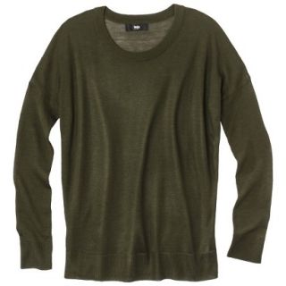 Mossimo Womens High Low Longsleeve Crew Sweater   Peabody Green S