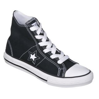 Kids Converse One Star Hi Top Canvas Lace up Shoe   Black 3.5