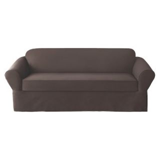 Sure Fit Twill 2pc Loveseat Slipcover   Coffee