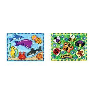 Melissa & Doug Sea Life and Insects Wooden Chunky Puzzle Bundle