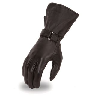 Mens Lightweight Gauntlet Motorcycle Gloves   Black, Medium, Model FI125GL