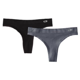 C9 by Champion Womens Active Seamless Thong 2 Pack   Black/Military Blue XL