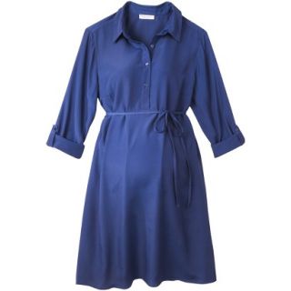 Merona Maternity Rolled Sleeve Shirt Dress   Blue S