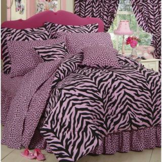 Zebra Print Bed in a Bag   Pink/Black Twin XL