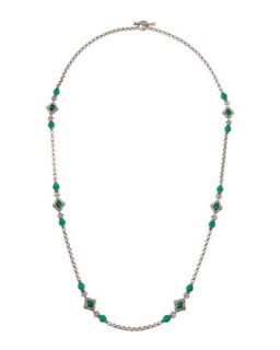 Sterling Silver Green Onyx Station Necklace