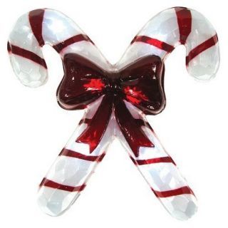 Battery Operated Icy Window Decor Candy Cane   White/Red (11)