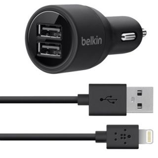 Belkin Dual 2.1A USB Car Charger with Lightning Cable (F8J071bt04 BLK )