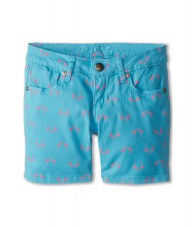 Request Kids Roll Cuff Flamingo Print Girls Shorts (Blue)