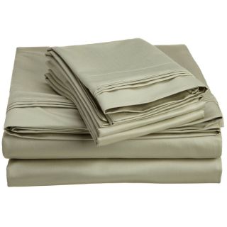 None Egyptian Cotton 1500 Thread Count Solid Oversized Sheet Set Green Size Queen