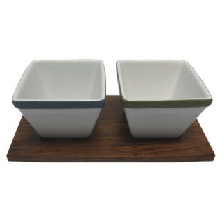 Threshold Bamboo Tray with Square Ceramic Dip Bowls