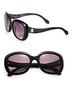 Roberto Cavalli Chunky Plastic Sunglasses   Black
