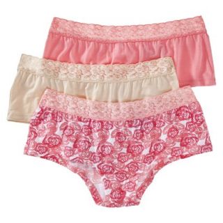 Fruit Of The Loom Select Womens Modal Lace 3 Pack Boyshorts   Assorted