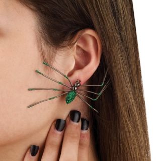 Spider Earrings   Green
