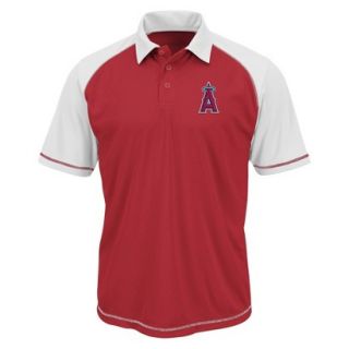 MLB Mens Los Angeles Angels Synthetic Polo T Shirt   Red/White (XXL)