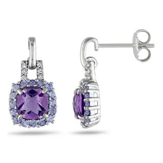 Genuine Amethyst & Tanzanite Earrings, Womens