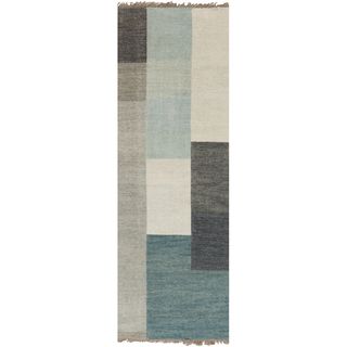 Hand knotted Palmer Green Wool Geometric Rug (26 X 8)