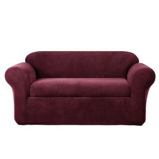 Sure Fit Stretch Metro 2pc Loveseat Slipcover   Burgundy