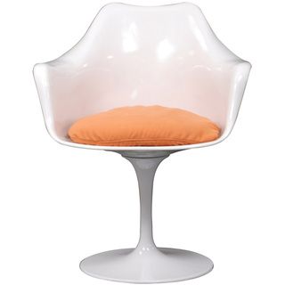 Eero Saarinen Style Tulip Arm Chair With Orange Cushion