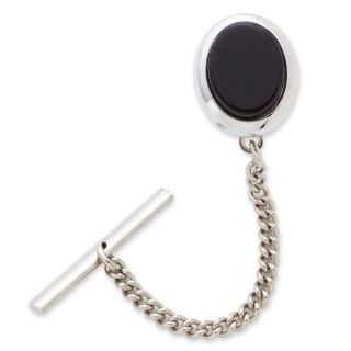 Silver Tone Tie Tack with Onyx