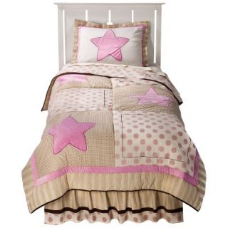 Tiddliwinks Star Quilt with Sham   Pink (Twin)